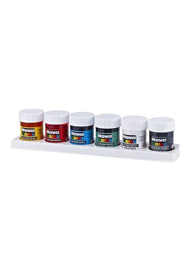 Nova Color Su Bazlı Cam Boyası 6 Renk x 25 ML. Çok Renkli