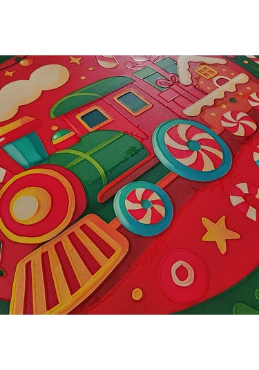 Şeker Treni Yeni Yıl Evi Kapı Ve Duvar Süsü 30x30