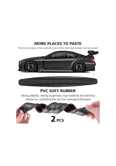 5d Karbon Esnek Tampon Koruma Bandı Tampon Koruyucu Şerit Yumuşak Bant 2'li Paket Siyah Karbon