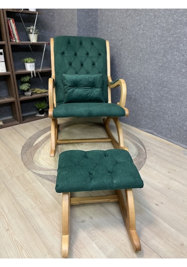 Asedia Rustik Naturel Natura Yeşil Sallanan Sandalye Dinlenme Koltuğu