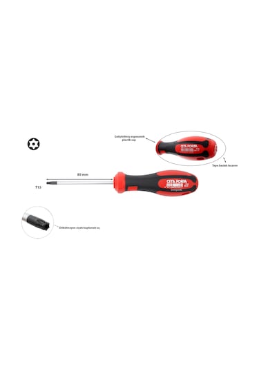 Ceta Form T15 x 80 MM Delikli Torx Tornavida F19015080