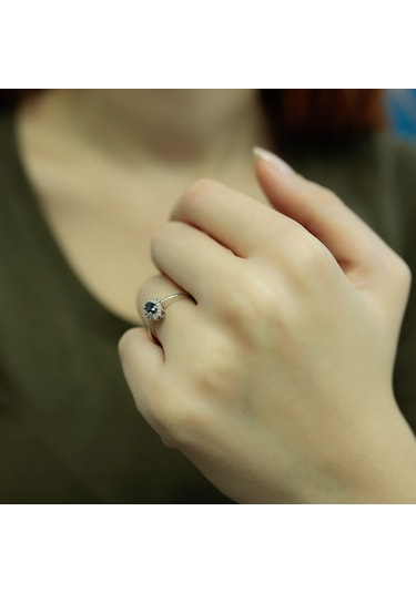 Lova Pırlantalı Oval Safir Anturaj Yüzük - 1020231