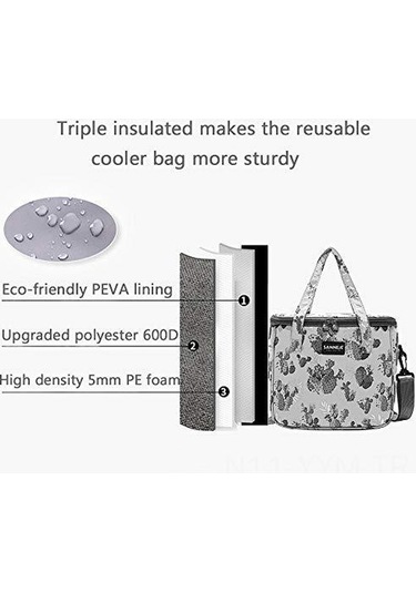 Yeniden Kullanılabilir İzoleli Termal Öğle Yemeği Çantası, Yetişkin Kadınlar İçin Şirin Öğle Yemeği Kutusu, İş Ofisi, Dış Mekan Seyahati, Piknik, Plaj, Mangal Partisi Kaktüs Diğer