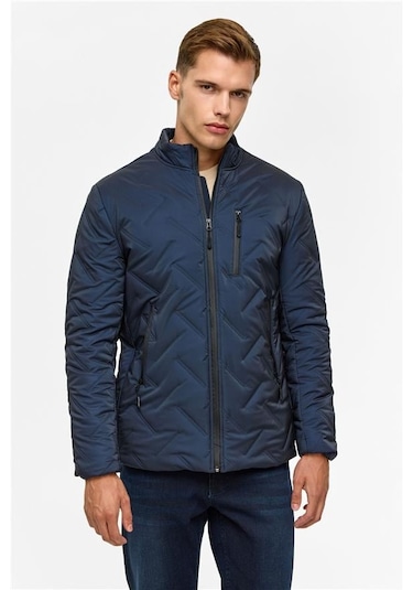 SÜVARİ Lacivert Slim Kapitone Mont Lacivert