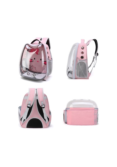 Cbtx Karikatür Desen Kedi Şeffaf Pet Çanta Uzay Kapsülü Taşınabilir Pet Sırt Çantası, Renk: Gri