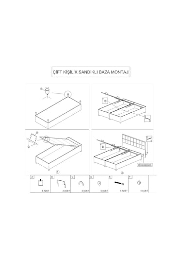 Setaymobilya Baza, Platinium Antrasit Mdf Baza +Başlık + Real Pedli Yatak