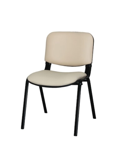 Ofiscombin Ofis Büro Bekleme Misafir Çalışma Konferans Koltuğu Form Sandalye Krem Deri 00047499862