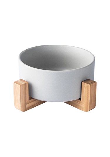 Jeehugo Orta Boy Gri Seramik Suksulent Saksısı - Bambu Ayağa Sahip, Deliksiz Taban, Su Bitkileri İçin Mat Desen