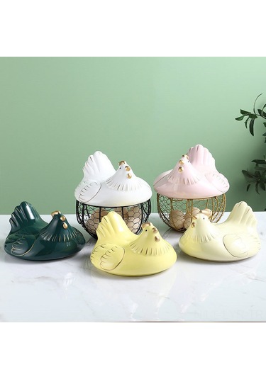 Ranyeek Siyah Altın Çizgili Seramik Kapaklı Gömlek, Nordik Stili Demir Ağı Meyve/saklama Sepeti, Ev Dekorasyonu Ve Pratik Kullanım Siyah