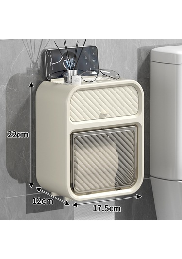 Yunboo Duvar Montlu Su Geçirmez Tuvalet Kağıdı Kutusu - Delme Olmayan Kurulum, Dayanıklı Malzeme, Beyaz Renk Diğer