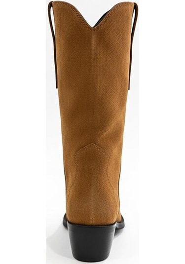 Taba Süet Kadın Hakiki Deri Topuklu Çizme 002.5097-6 Taba