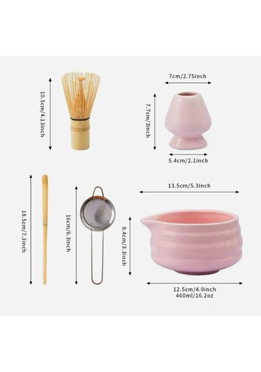 Hfambition Pembe Matcha Çay Seti - 5 Parça Profesyonel Bambu Çırpıcı Ve Aksesuarlar Pembe