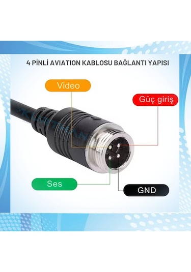 4 Pinli 15 Metre Ticari Araç Kamera Kablosu 12-24 Volt
