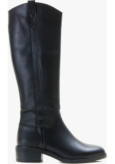 Luvishoes Acro Siyah Cilt Hakiki Deri Kadın Çizme Siyah