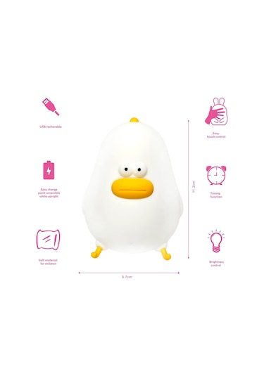 Suofeng Yumuşak Silikon Akıllı Uyku Lambası - 2600k Sıcak Beyaz Işık, 3w, 1200mah Pil, Yatak Odası Besleme Gece Lambası Beyaz