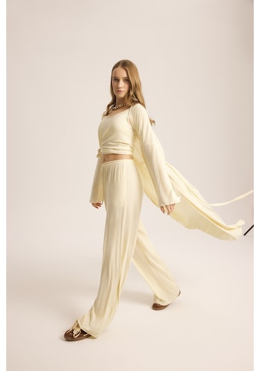 Mai Studios Co. Raina Sarı Kimono Basic Üçlü Takım Sarı