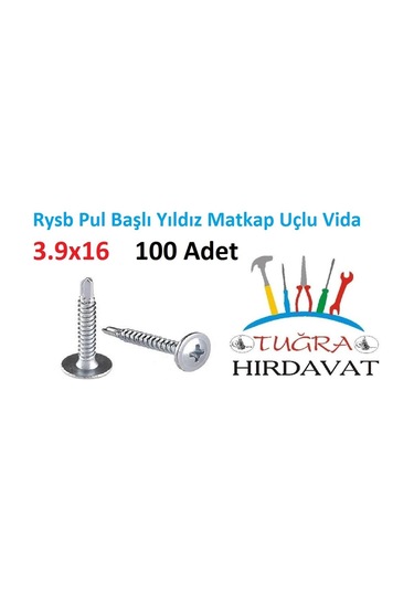 Rysb 3.9X16 MM 100 Adet Pul Başlı Matkap Uçlu Vida Otomatik Vida N11.48091