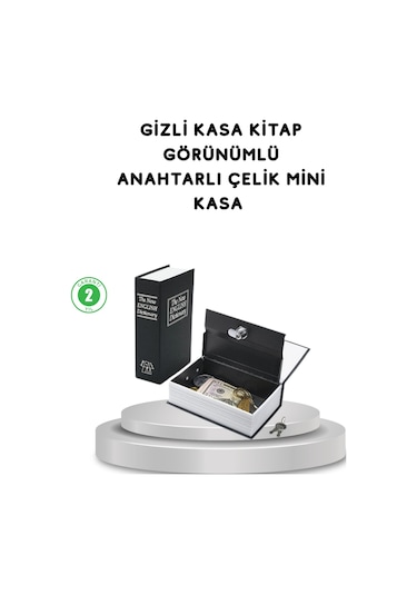 Gizli Kitap Kasa Metal Gövdeli, Anahtarlı