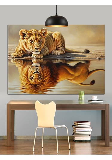 Kaplan Pusuya Yatmış Dekoratif Kanvas - Mdf Ahşap Tablo