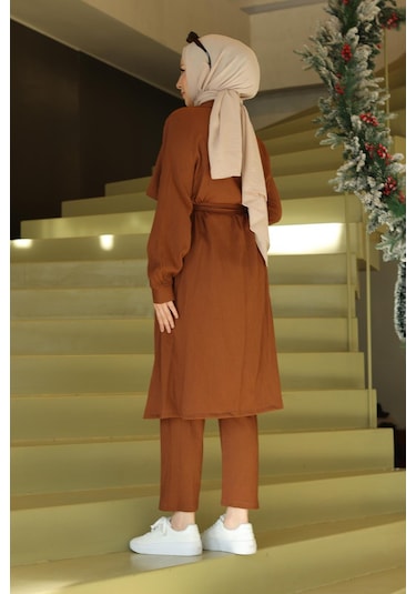 Ay Parça Detaylı Takım Kahverengi Kahverengi