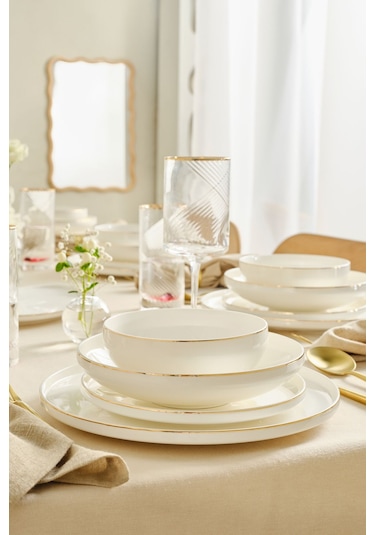 Karaca  Red Carpet Collection Stream Bone Merope 53 Parça 12 Kişilik Yemek Takımı Gold