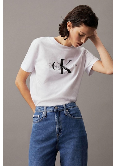 Kadın Beyaz T-shirt-7838 Beyaz