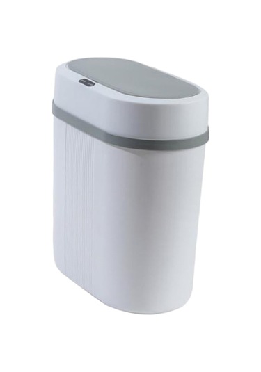 Fan Kapaklı Otomatik Hareketli Çöp Kovası 12l Kompakt Dayanıklı Beyaz