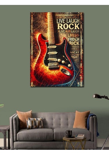 Kanvas Tablo Gitar Ve Rock Poster Afişi 70cmx100cm