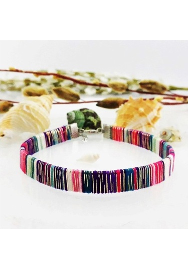 Karışık Renkli Yassı Kadın Halhal Çok Renkli