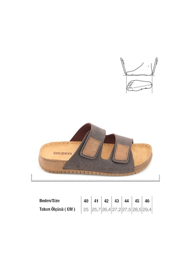 Gezer Erkek Yazlık Tasarım Çift Cırtlı Ayarlanabilir Suni Deri Rahat Taban Günlük Terlik Gt1yme.15588.06.011.h95 Kahverengi