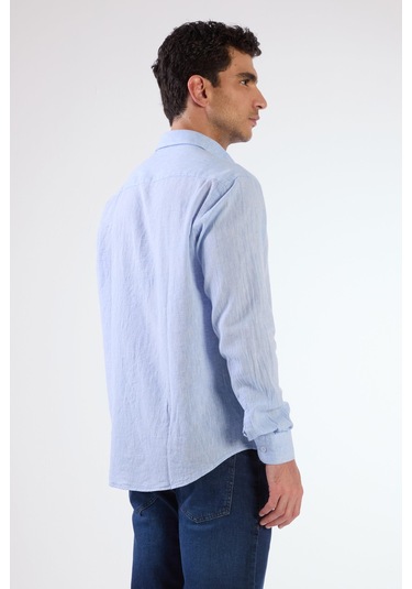 K.mavi Düz Erkek Gömlek - Regular Fıt Koyu Mavi