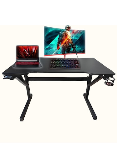 Led'li 130x65x76 Rgb'li Kumandalı Oyuncu Masası Siyah