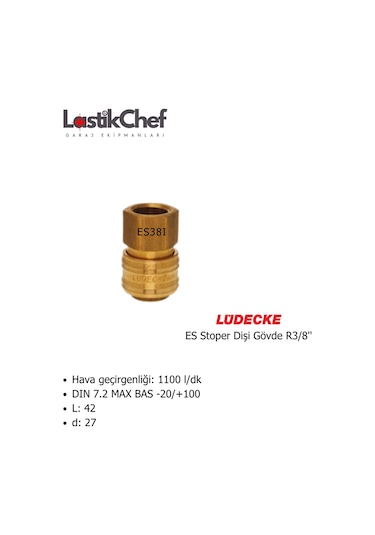 Lüdecke Es38ı Es Stoper Dişi Gövde R3/8"