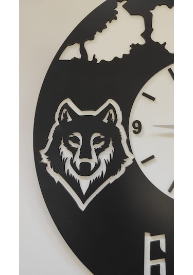 Duvar Saati Türk Temalı Beyaz - Siyah