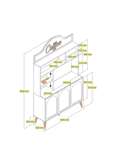 Lyon Kahve Köşesi 120cm - Atlas / Ceviz