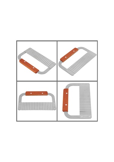 Yaleker Ahşap Saplı Paslanmaz Çelik Dalga Kenar Sabun, Sebze, Mum Kesici - Dayanıklı Ve Kolay Kullanım Diğer