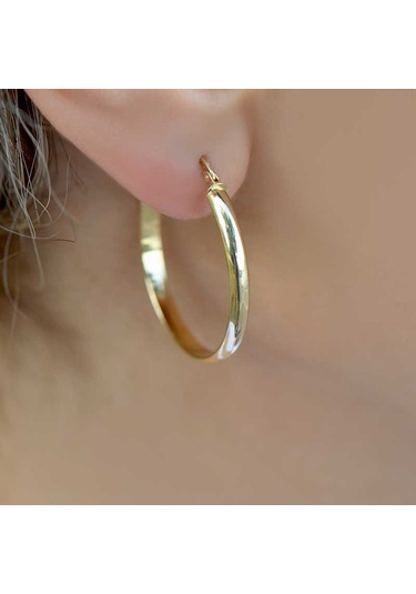 Engingold Sade Altın Halka Küpe 14 Ayar Ap15899