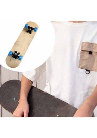 Homyl Çocuklar Boş Kaykay Güvertesi Ahşap Kendin 43cmx13cm Ahşap Rengi Çok Renkli