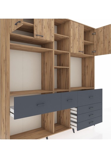 Hyperion Dolap 11 Raflı 6 Çekmeceli 4 Kapaklı 220x44x243 Çam-çam/antrasit Atlas Çam/antrasıt Hyperion Dolap 11 Raflı 6 Çekmeceli 4 Kapaklı 220x44x243 Çam-çam/antrasit Atlas Çam/antrasıt