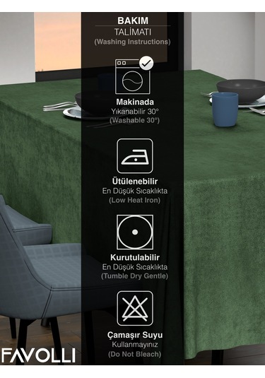 Kadife Dokulu Zeytin Yaprağı Masa Örtüsü Zeytin Yaprağı