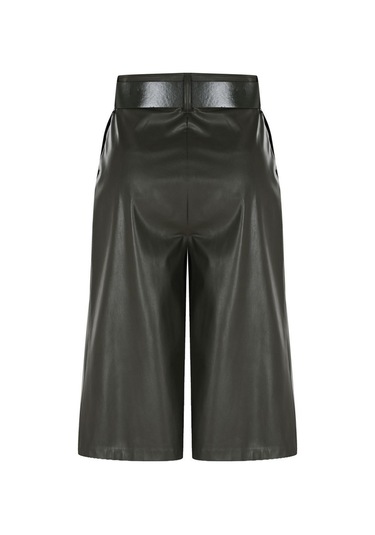 Kadın Suni Deri Bermuda Şort Frn61080 Yeşil