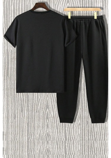 Unisex Baseball Baskılı Eşofman Takımı Siyah