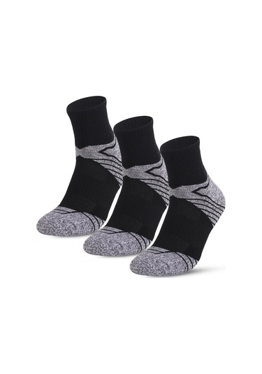 Siyah Erkekler 3 Çift Atletik Pamuk Çorap Açık Spor Rahat Ekip Çorap Yürüyüş Trekking Yürüyüş İçin Siyah