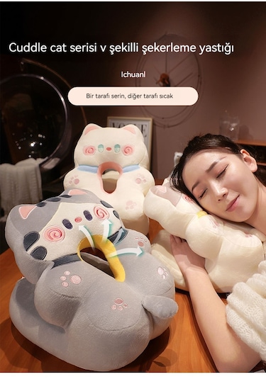 Şekerleme Artefaktı V Şekilli Uyku Yastığı 25 30 23-sümüklü Pembe