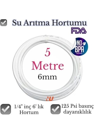 Nefa Su Arıtma Hortumu 1/4 İnç 6 Mm 5 Metre