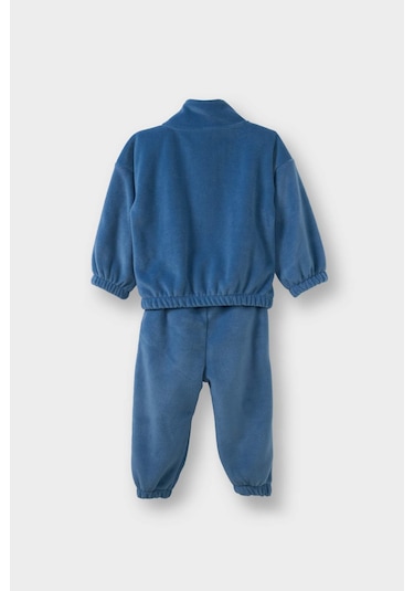 Defacto Erkek Bebek 2li Takım Polar Yarım Fermuarlı Sweatshirt Eşofman Altı G4394a525wnbe215 Mavi-be215