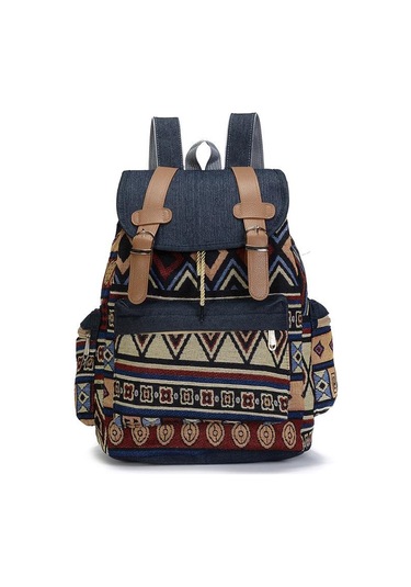 Yeni Kadın Sırt Çantası Kot Kontrast Renkli Sırt Çantası Büyük Kapasiteli Günlük Öğrenci Çantası Matches The İmage Çok Renkli