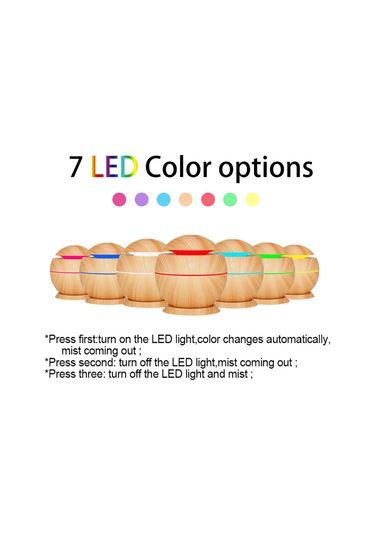 Suofeng Halka Açık Usb Nemlendirici, Renkli Led Işık Ve Aroma Özelliği İle Ev/ofis Kullanıma Uygun, Hafif Ahşap Desenli