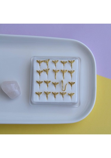 Deliksiz Gumus Sıkıştırmalı Melek Figürlü Hızma 925 Ayar Sarı