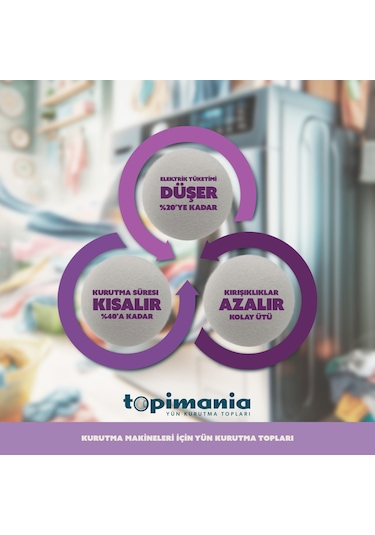 Topimania Doğal Yerli Üretim Yün Kurutma Topu 6 Adet Kurutma Topu